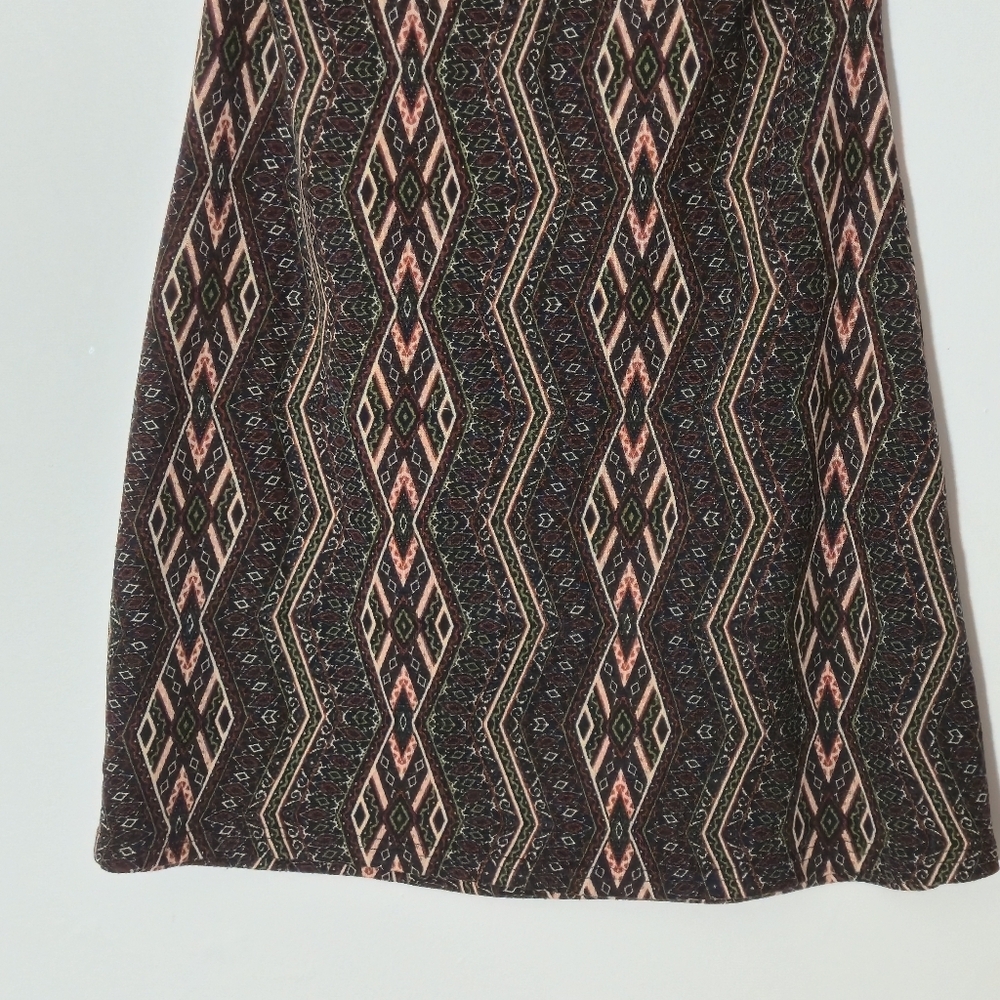 Joli Clothes XL Black Brown Geometric Tribal Knit Cap Sleeve Mini Shift Dress - Picture 11 of 13